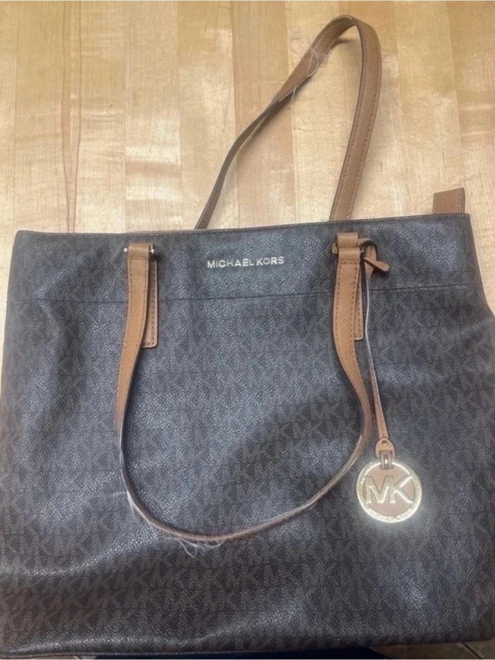 Michael Kors Brown & Tan Logo Shoulder Tote